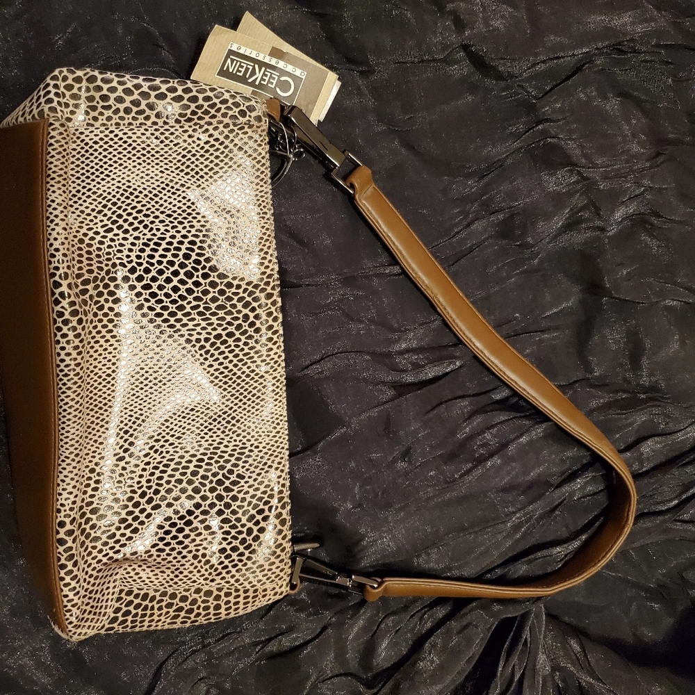 CEE KLEIN WILD THING SNAKESKIN AND TAUPE HANDBAG